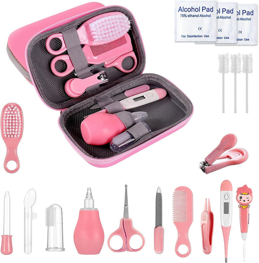19-in-1 Baby Grooming & Healthcare Kit (Pink) Complete Nursery Essentials for Newborns & Toddlers