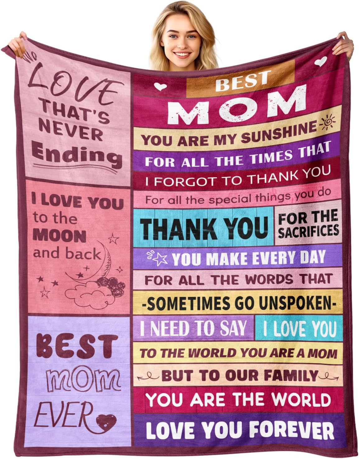 Birthday Gifts for Mom from Daughter or Son, To My Mom Blanket, 50" x 60"