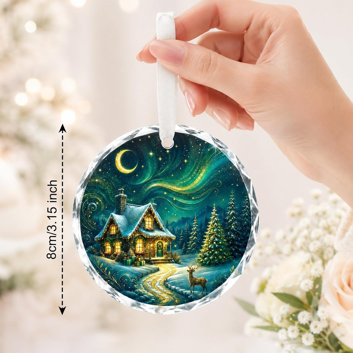 Starry Night Christmas Ornaments 2026, Glass Northern Lights Ornament