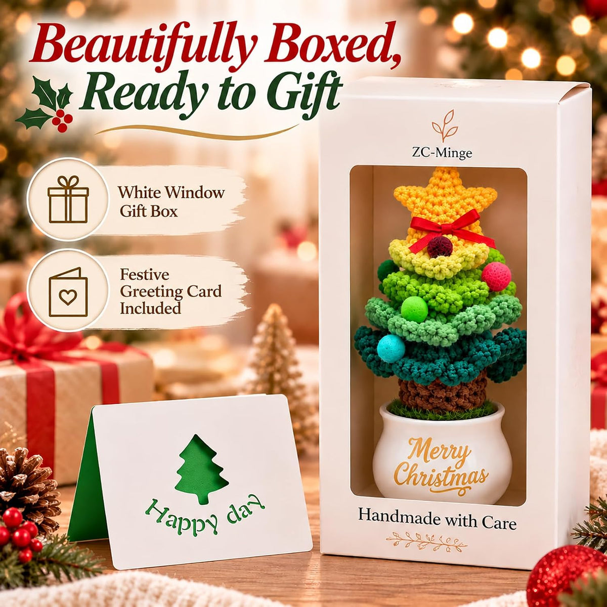 Crochet Christmas Tree Gifts for Women, Friends, Coworkers, Christmas Decor