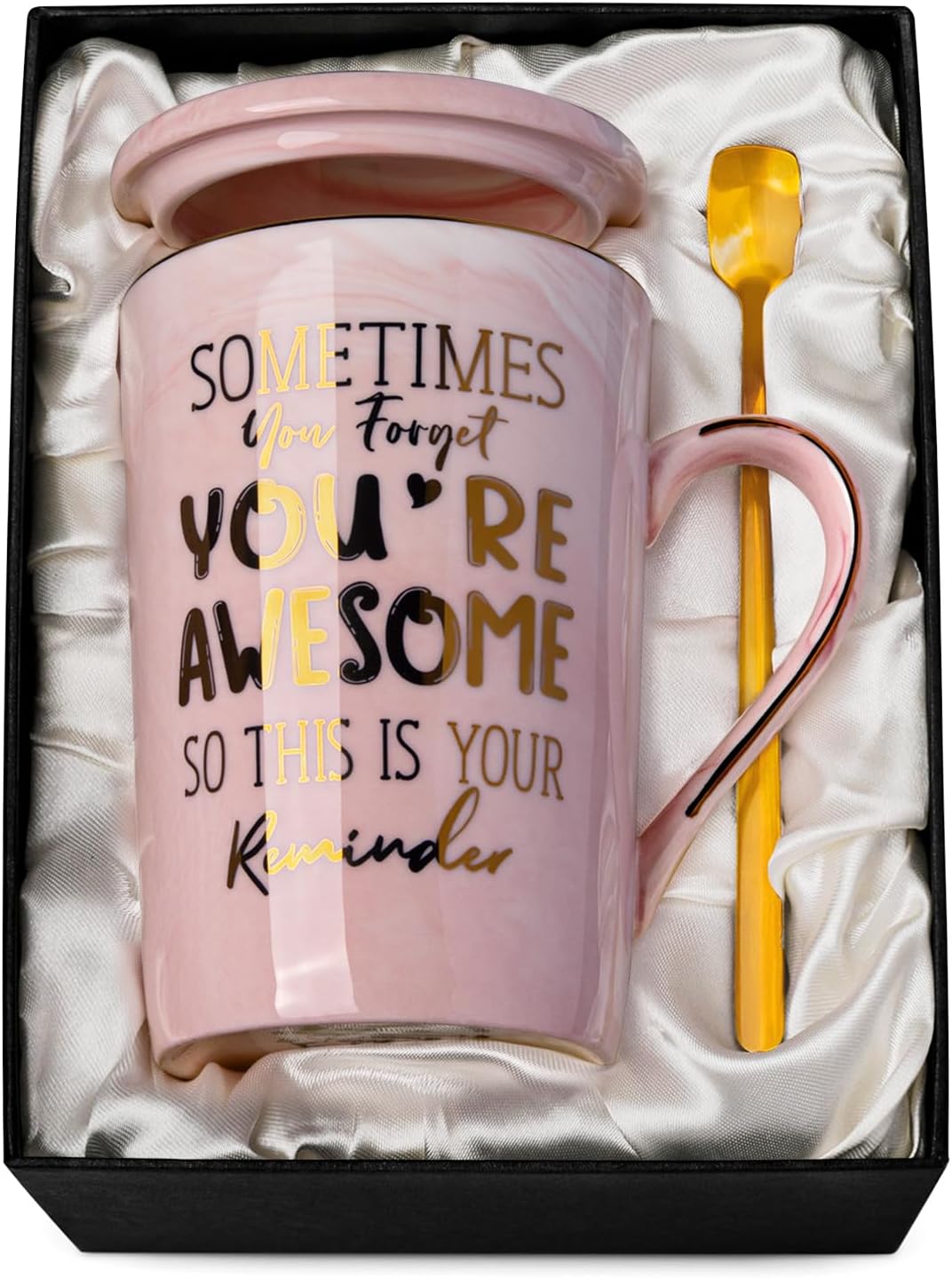 Birthday Thank You Gifts for Women, Pink Marble Gold Print Mug Gift for Her