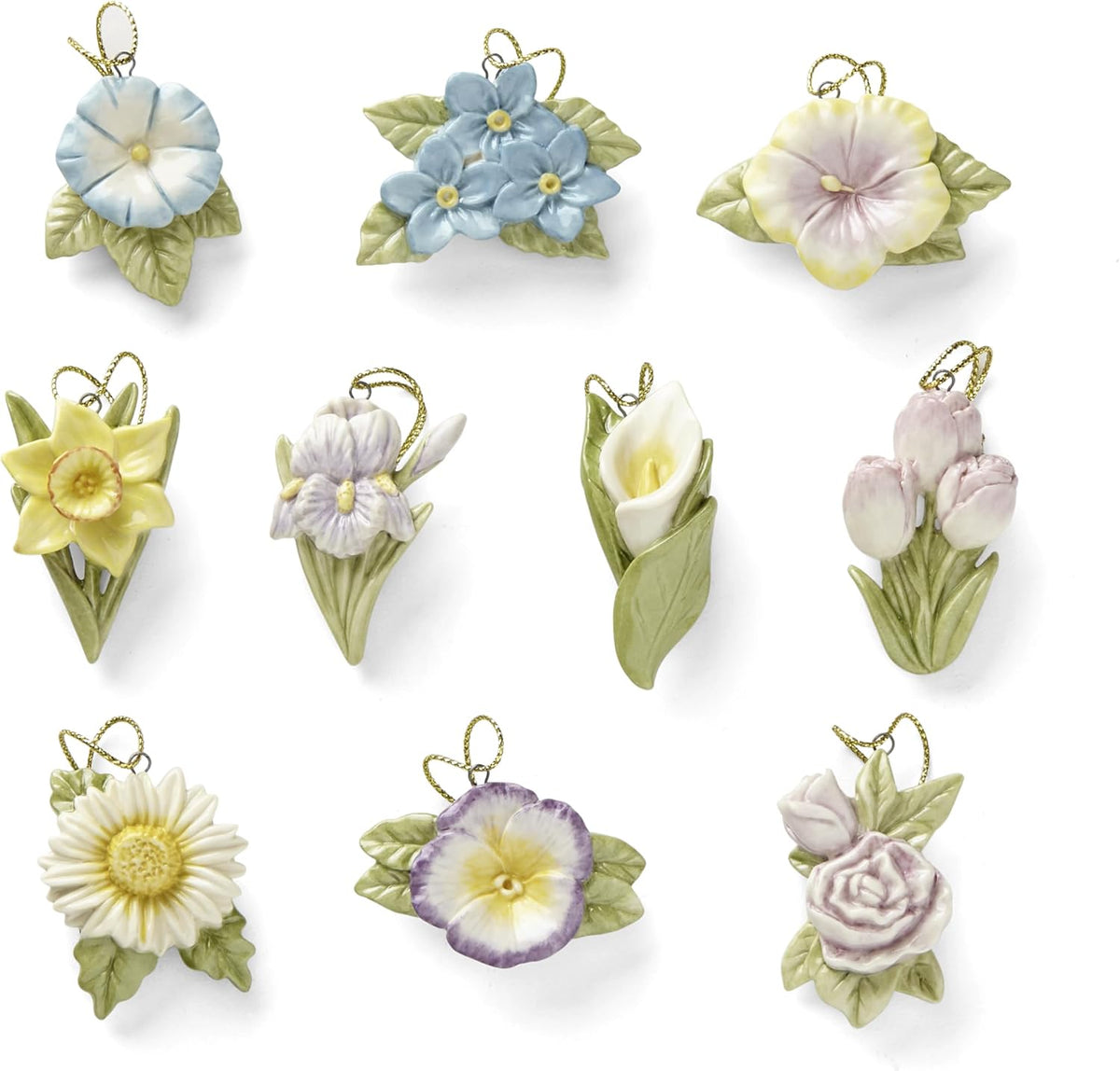 Lenox Celebrate Flowers 10-Piece Mini Hanging Ornament Set