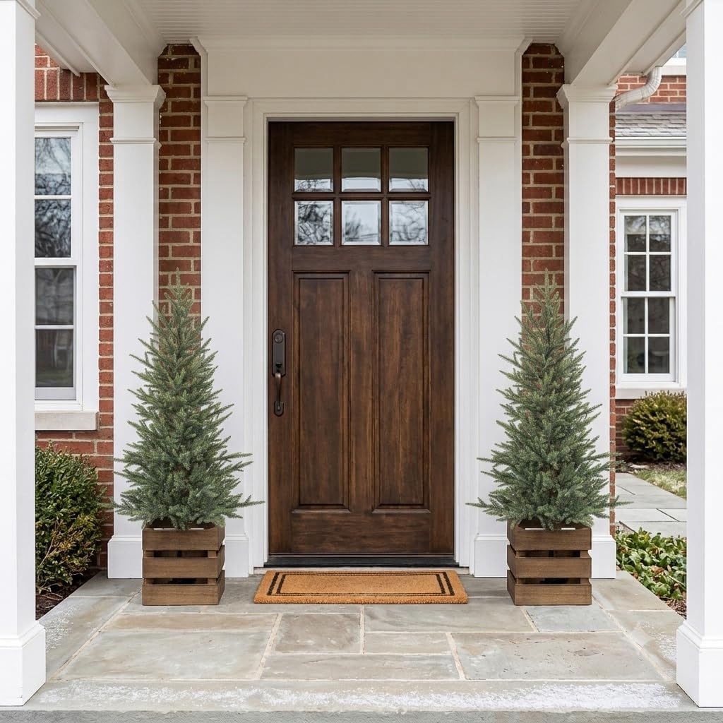 COLLECTIVE HOME 2 Pack Pre-Lit 4 FT Christmas Trees, 70 Lights, 8 Functions