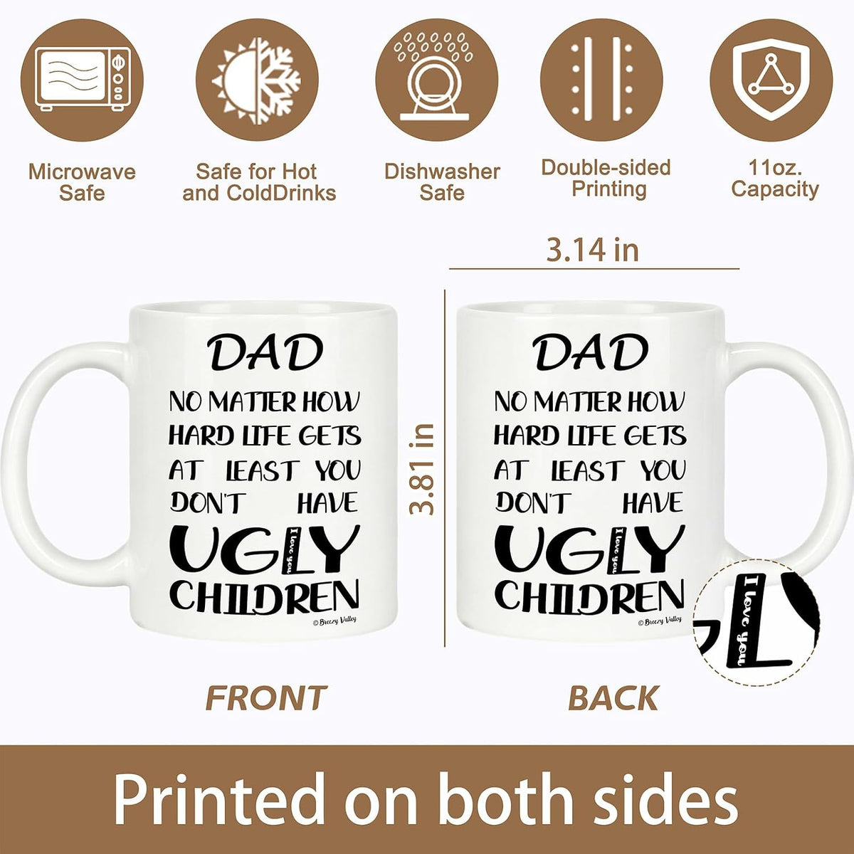 Breezy Valley Fathers Day Dad Gifts Funny Mug for Dad from Daughter Son