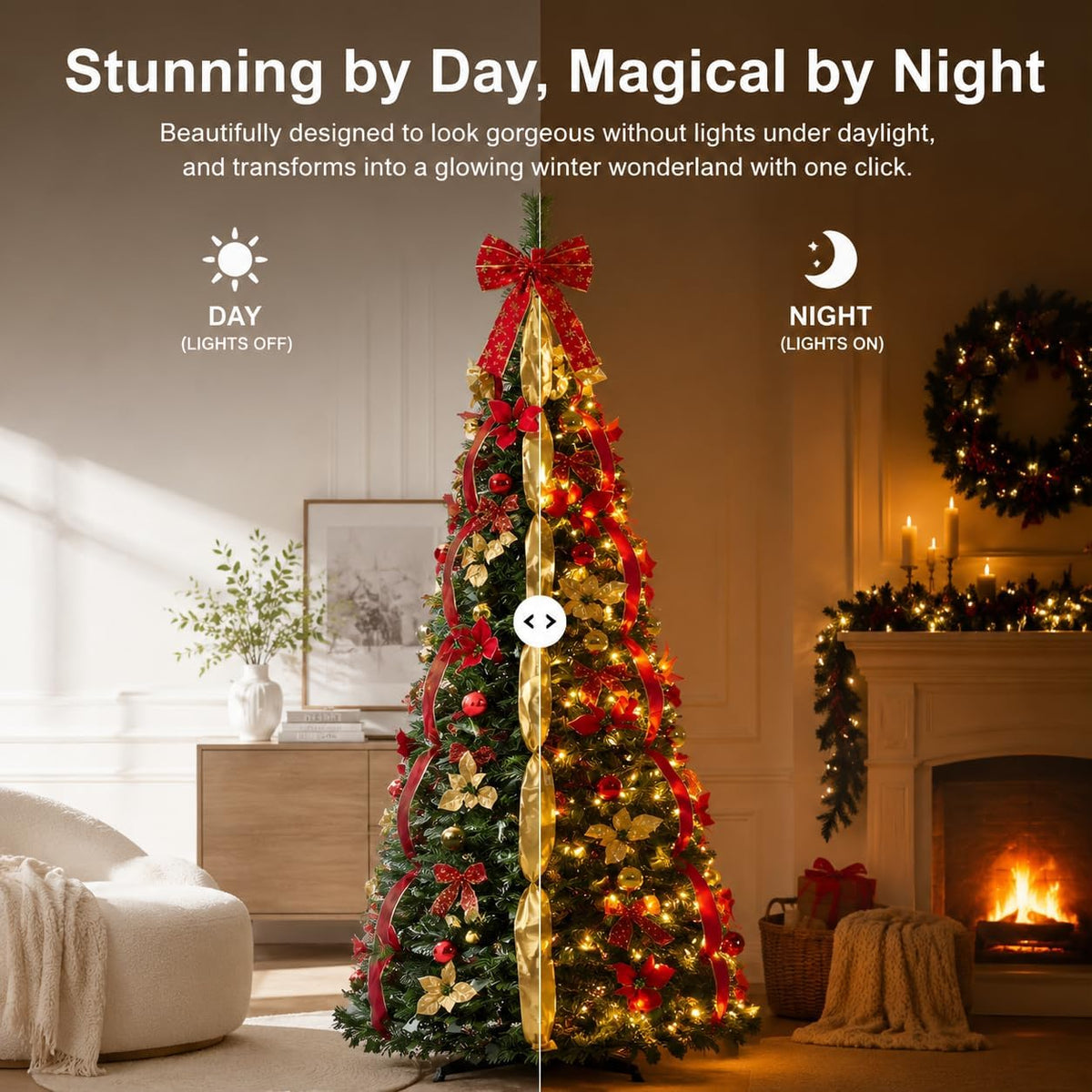 7FT Pop Up Christmas Tree with LED Lights