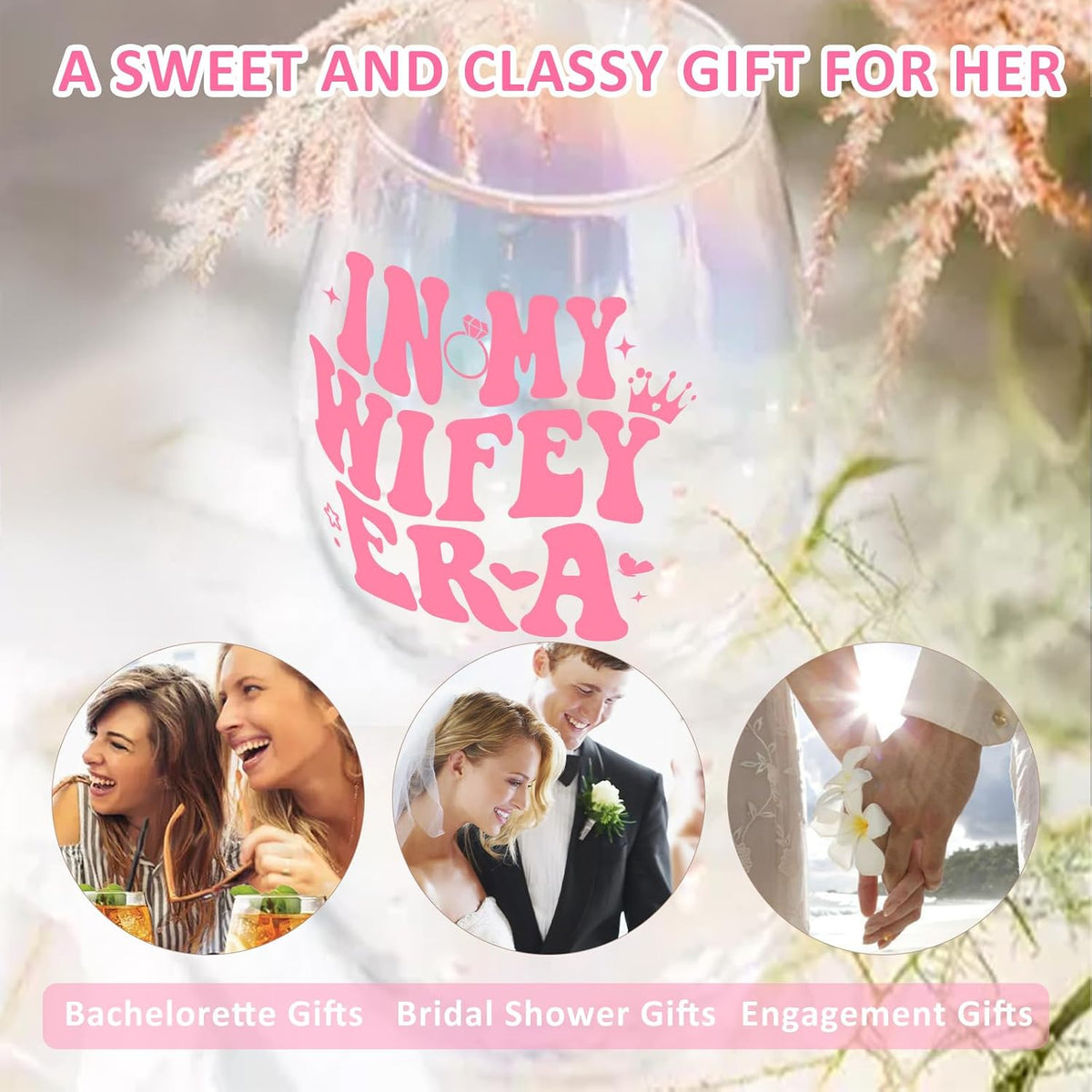Bride To Be Engagement Gifts for Women Cool Bridal Shower Wedding Gifts Wine Glass Classy Bachelorette Party Gift for Best Friend Sister Colleagues Wifey Cup Christmas Valentines Mothers Day Gift