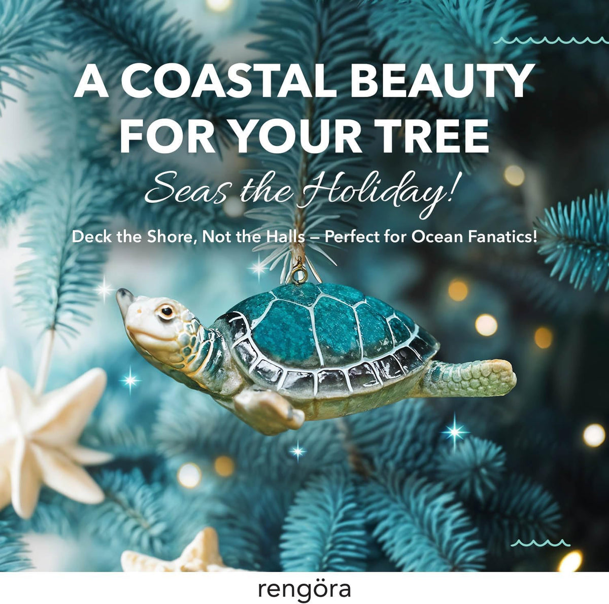 RengÃ¶ra Blue Sea Turtle Christmas Ornament, Hand-Painted and Gift Boxed