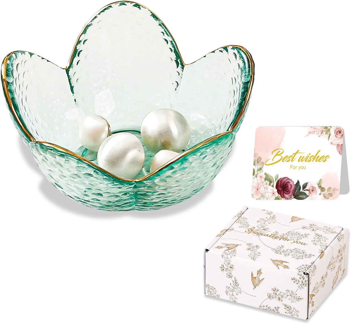 Binoster Friendship Gifts For Women Jewelry Dish Glass Ring Dish Jewelry Tray Cute Vanity Organizer Room Decor Jewellery Tray Trinket Dish Cute Bedroom Decor Christmas House Warming Gifts for women