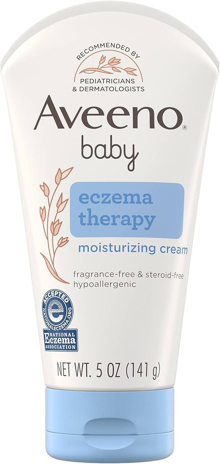 Aveeno Baby Eczema Therapy Moisturizing Cream Colloidal Oatmeal & Vitamin B5, Paraben- & Steroid-Free, 5 fl oz
