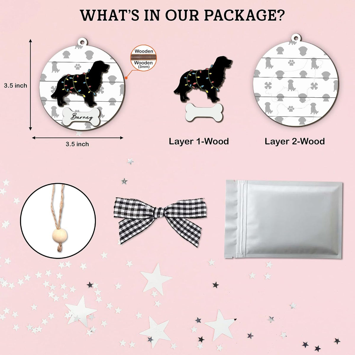 Poodle Christmas Ornament 2024: Black Standard Poodle Decorations for Christmas Tree, Gift for Dog Lovers