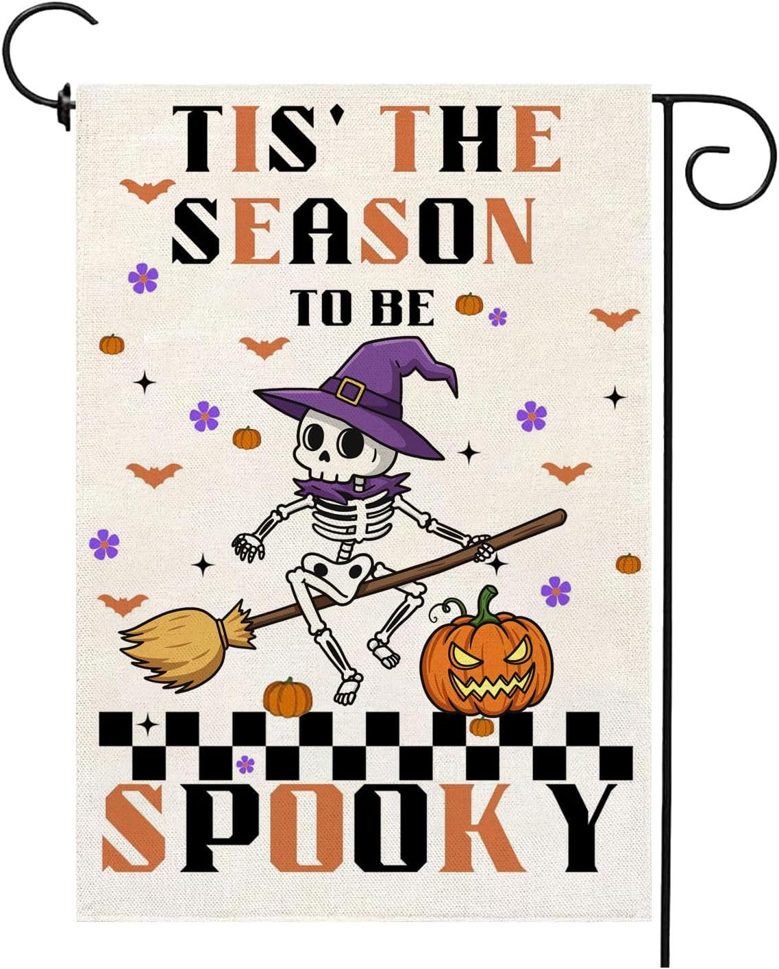 Happy Halloween 12×18 in Double-Sided Burlap Garden Flag Spooky Pumpkin, Ghost & Skull Decor | USA Decoration®