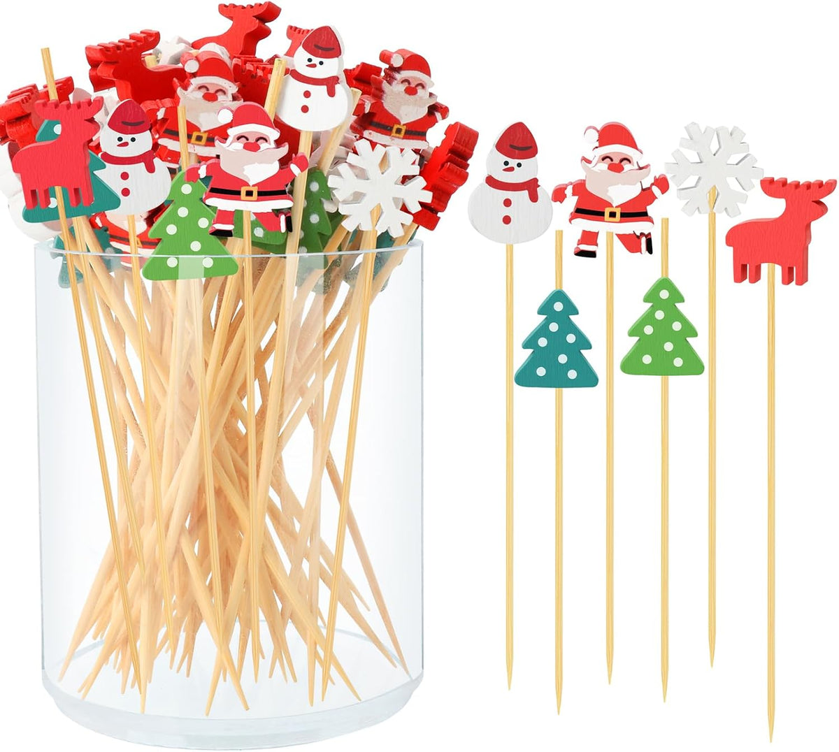 Christmas Cocktail Picks, 6 Style Christmas Theme Toothpicks for Appetizers