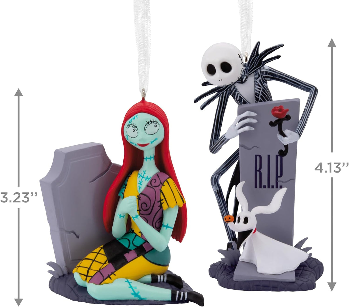Hallmark Christmas Ornaments, Disney Tim Burton's The Nightmare Before Christmas Jack and Sally with Tombstones Ornaments, Set of 2, Gifts for Disney Fans