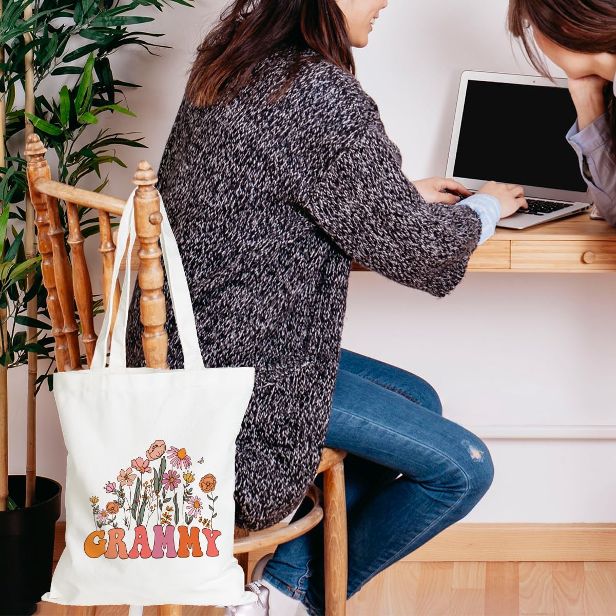 Grandma Gifts Tote Bag Birthday Mothers Day Retirement Gifts for Women Mama Nana Mimi Shoulder Bag Reusable Grocery Bags