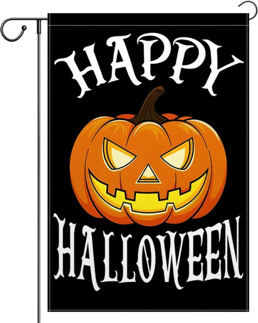 12×18 in Double-Sided Happy Halloween Garden Flag Ghost & Pumpkin Outdoor Decor | USA Decoration®