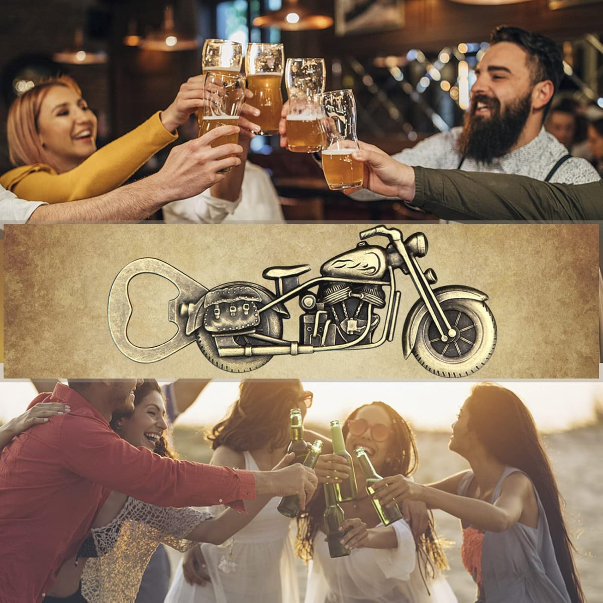 Motorcycle Bottle Opener Gifts for Men Dad, Vintage Motorbike Beer Bottle Opener with Gift Box, Cool Biker Gifts for Husband Grandpa Boyfriend, Fathers Day Christmas Birthday Stocking Stuffers