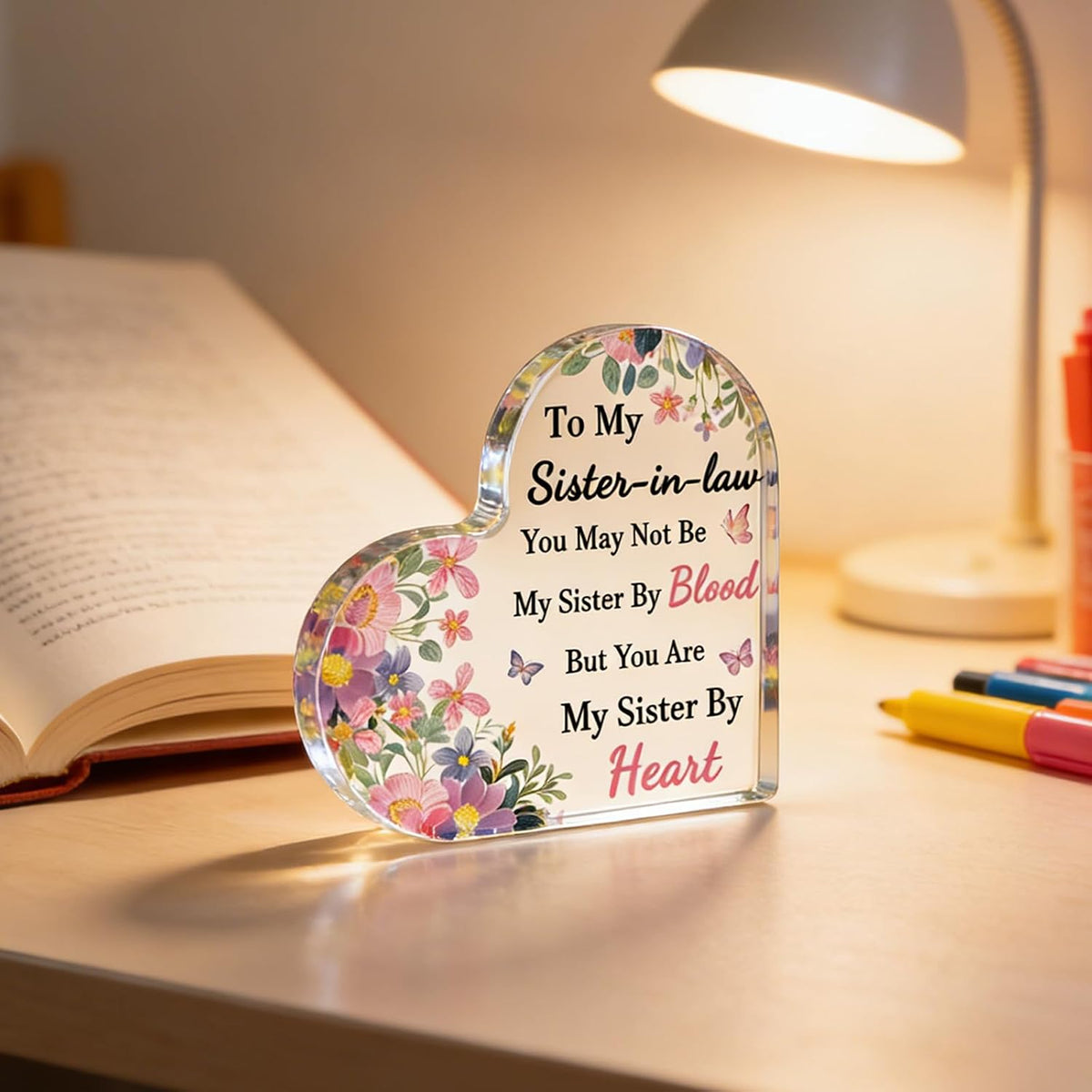 Sister In Law Birthday Gifts from Sister Brother Acrylic Heart Decoration