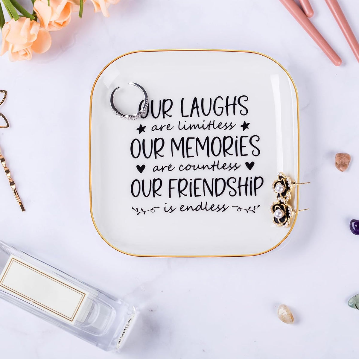 Piudee Friendship Gifts for Women Best Friends Birthday Gift Jewelry Dish