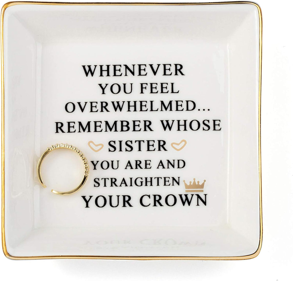 JoycuFF Inspirational Gift for Sister - Sister Gifts for Birthday, Christmas, Mother's Day - Trinket Dish Decorative Ring Dish Jewelry Tray Home Decor