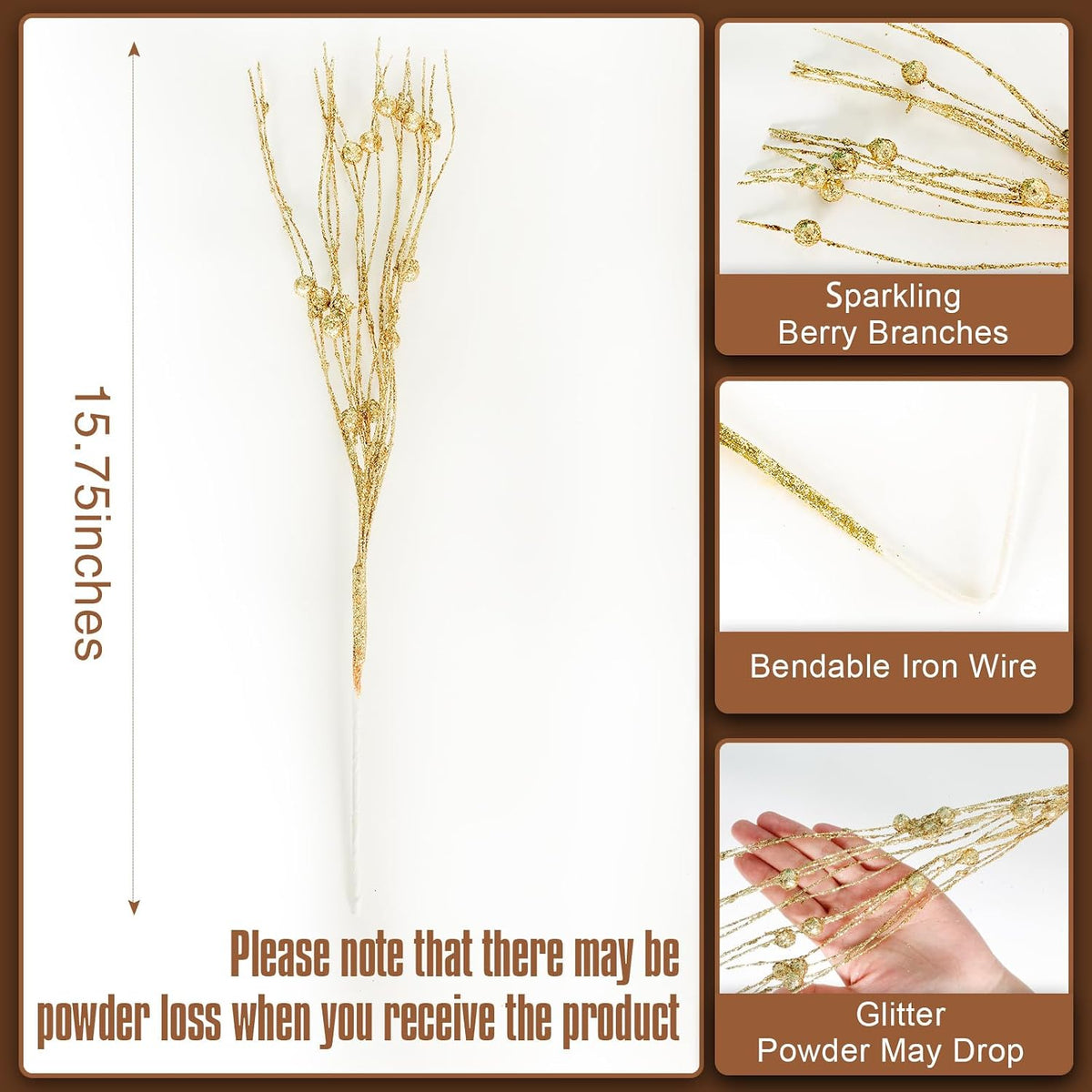 joyhalo 24 Pack Gold Christmas Tree Picks and Sprays
