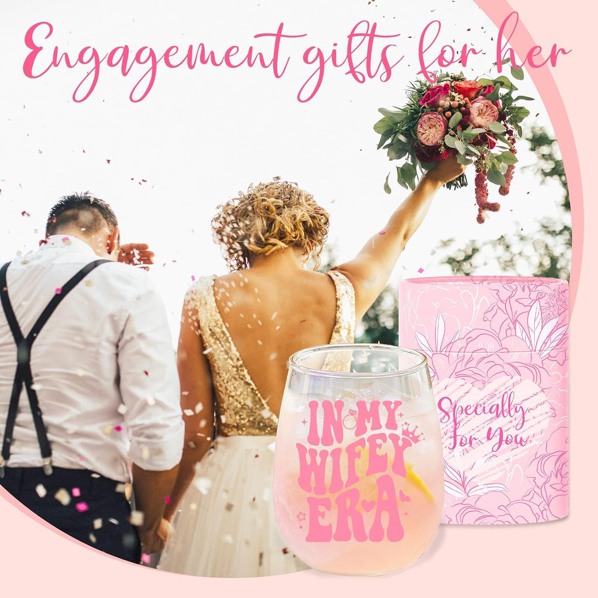 Bride To Be Engagement Gifts for Women Cool Bridal Shower Wedding Gifts Wine Glass Classy Bachelorette Party Gift for Best Friend Sister Colleagues Wifey Cup Christmas Valentines Mothers Day Gift