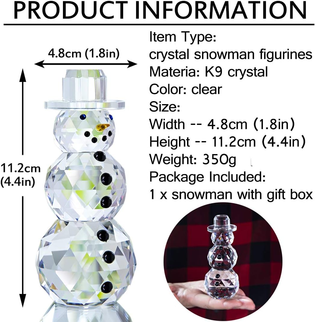 4.4" Crystal Snowman Figurines Collectibles with Hat