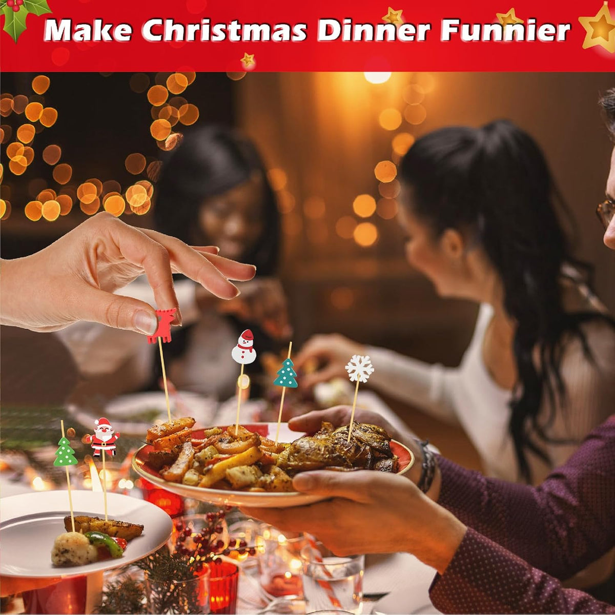 Christmas Cocktail Picks, 6 Style Christmas Theme Toothpicks for Appetizers