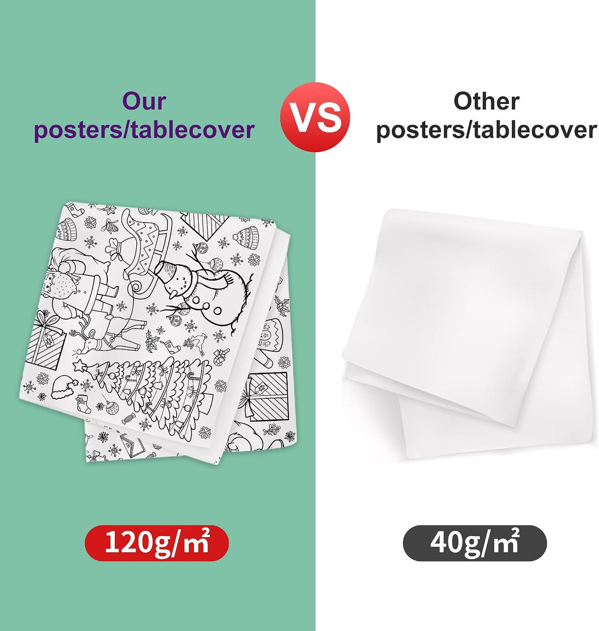 OHOME Xmas Giant Coloring Poster/Tablecloth-Christmas Crafts for Kids-30 x 72 Inches Jumbo Paper Coloring Banner Kids Gifts Activities Toys Party Classroom Christmas Decorations[Kids Games]