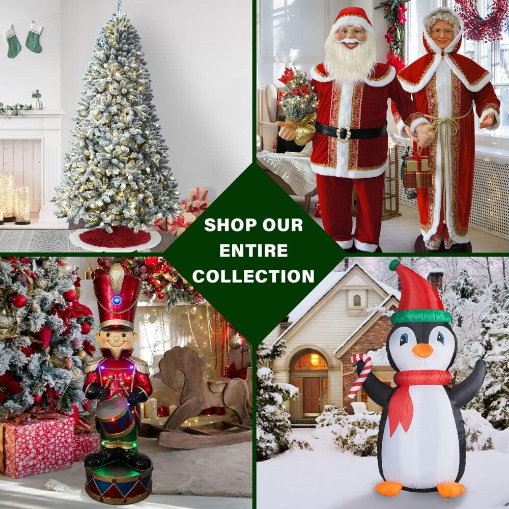 Fraser Hill Farm 7.5-Ft Slim Mountain Pine Snow Flocked Christmas Tree