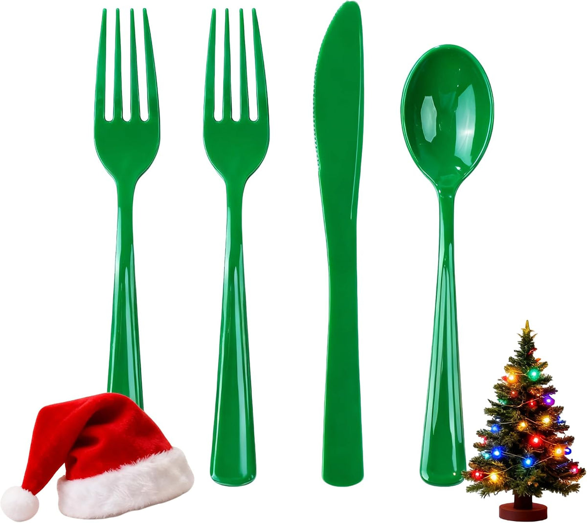 WDF 160 Pcs Green Plastic Silverware - Heavy Duty Silverware Includes 80Forks, 40Spoons, 40Knives, Green Plastic Utensils Perfect for Party/Wedding/Birthday/Daily Using