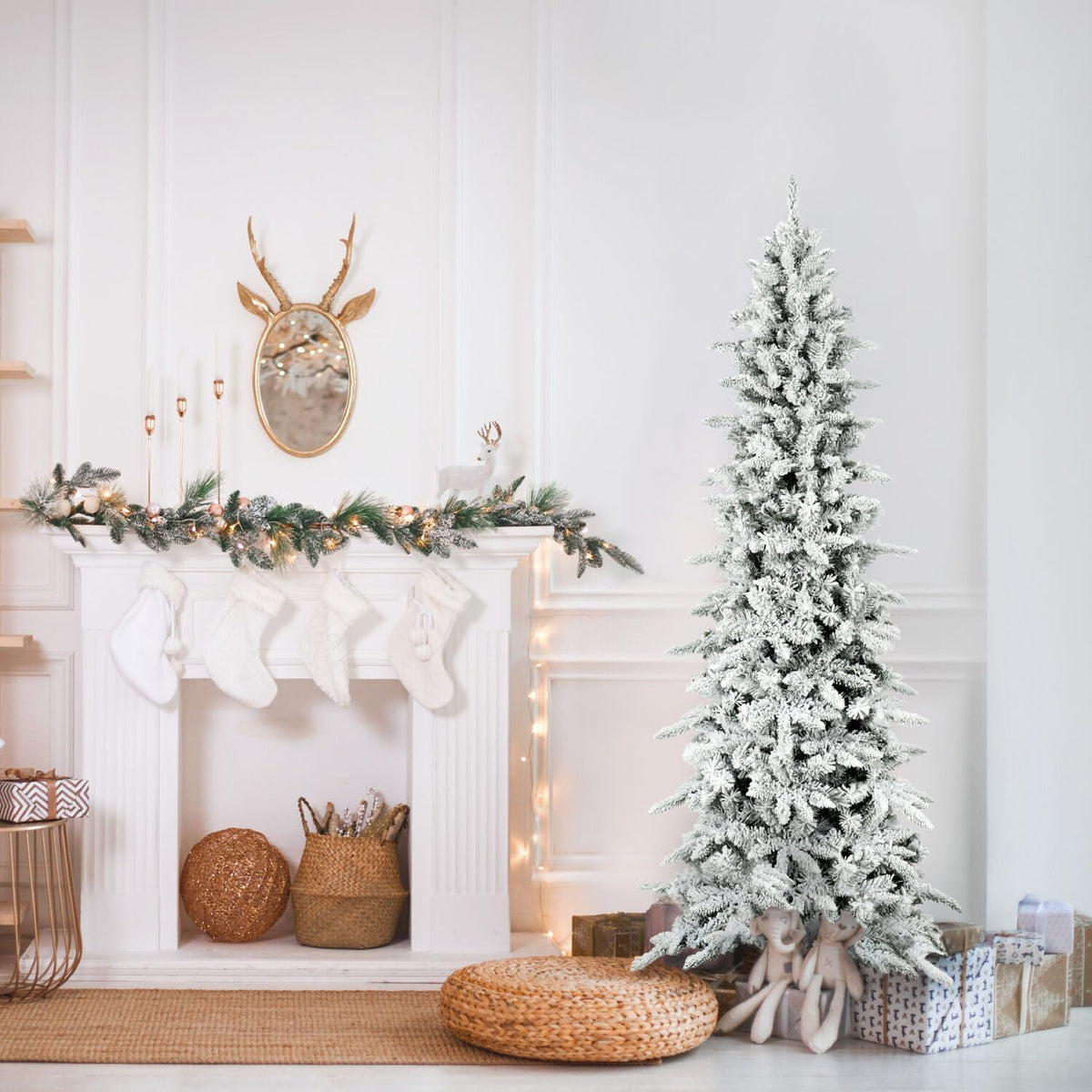 Fraser Hill Farm 6.5-Ft Slim Mountain Pine Christmas Tree with Stand