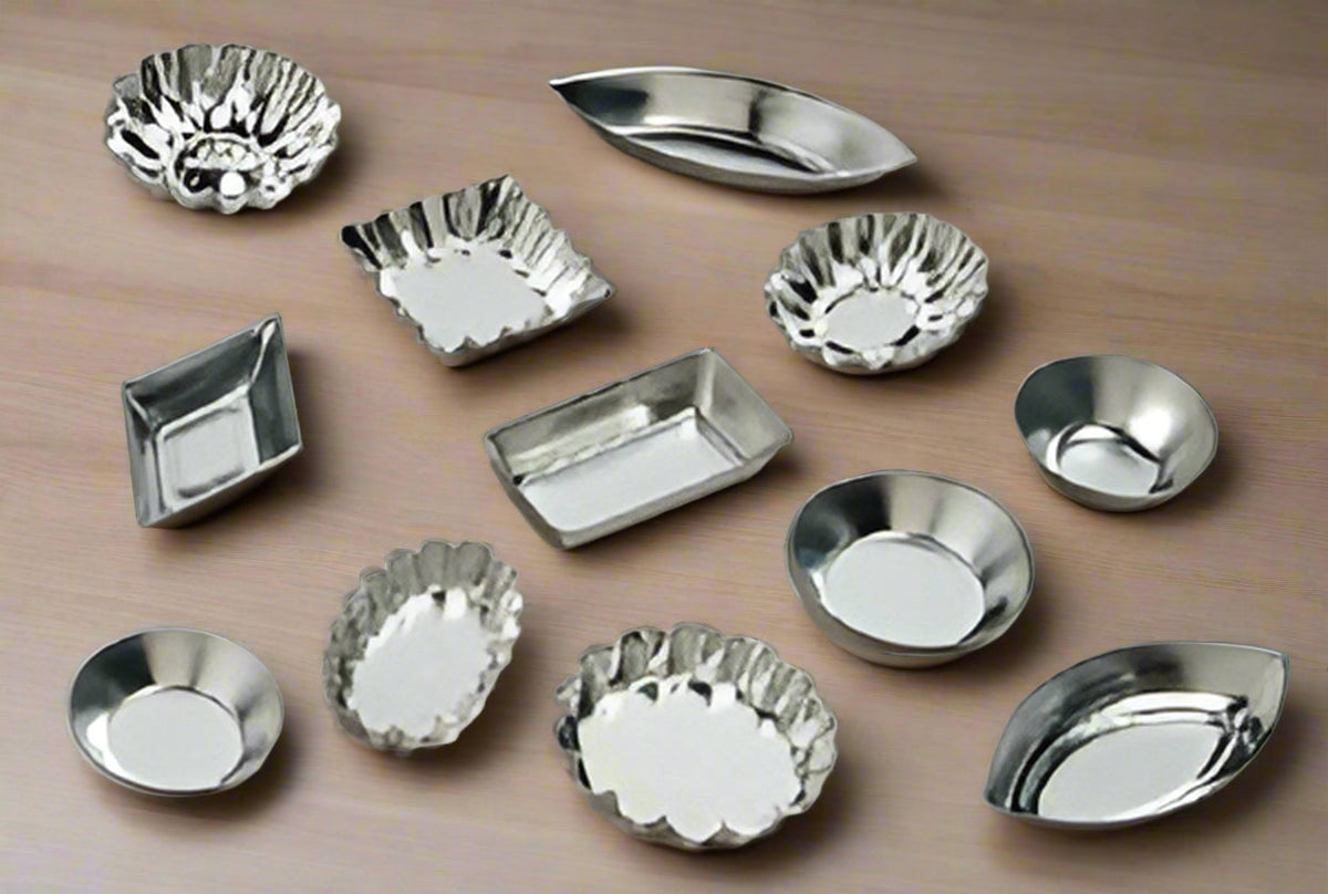 Small Tartlet Mold Set Tinplate - 1-1/2" To 2-1/2" - 6 Styles, - 72 Pcs
