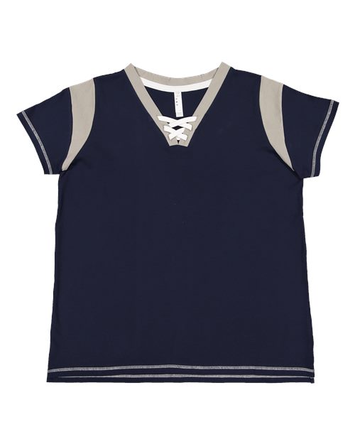 Women's Curvy Lace Up Fine Jersey Tee | USA Decoration