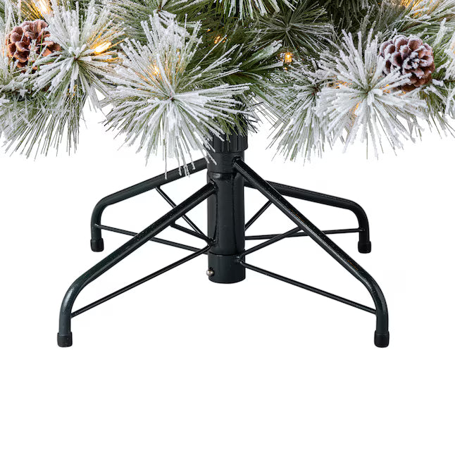 Holiday Living 5-ft Flocked Snowy Berkshire Pine Pre-lit Artificial Christmas Tree with White LED Lights
