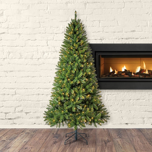 7.5-ft Greensboro Spruce Pre-lit Artificial Christmas Tree with Color Changing LED Lights | USA Decoration®
