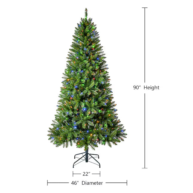Holiday Living 7.5-ft Greensboro Spruce Pre-lit Artificial Christmas Tree with Color Changing LED Lights