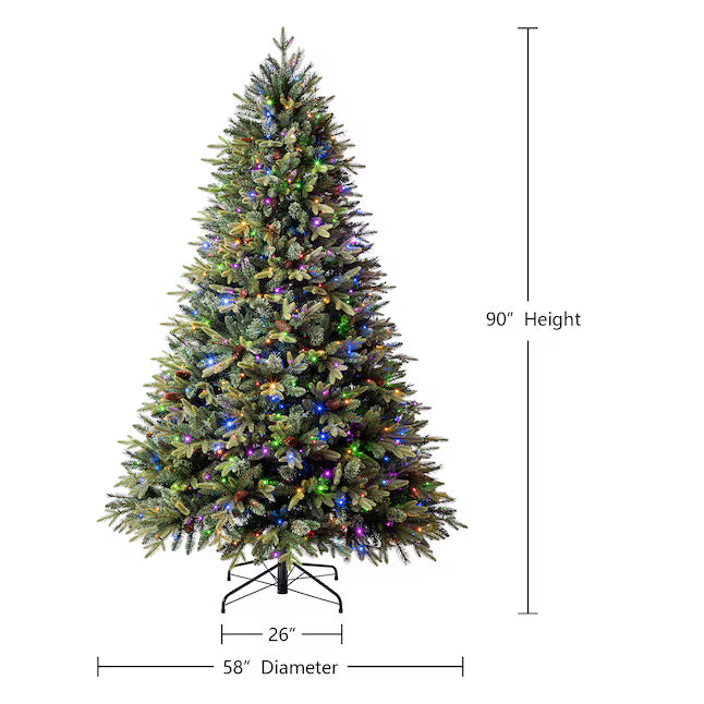 Holiday Living Hayden 7.5-ft Hayden pine Pre-lit Artificial Christmas Tree with Multicolor LED Lights