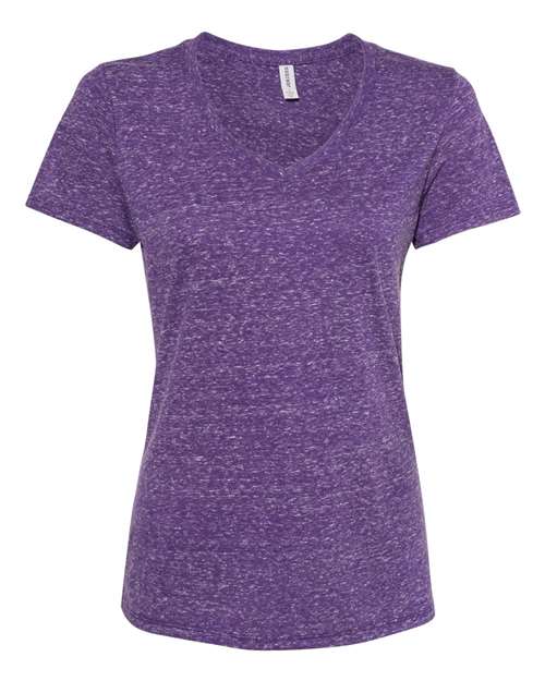Women's Snow Heather Jersey V-Neck T-Shirt | USA Decoration