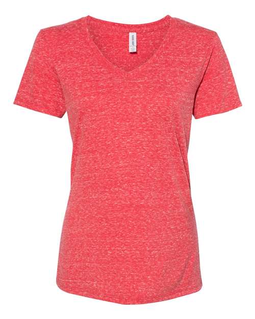 Women's Snow Heather Jersey V-Neck T-Shirt | USA Decoration