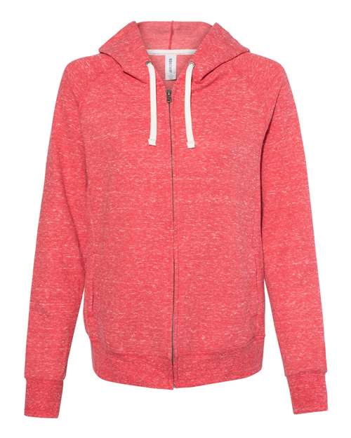 Women's Snow Heather French Terry Full-Zip Hooded Sweatshirt | USA Decoration
