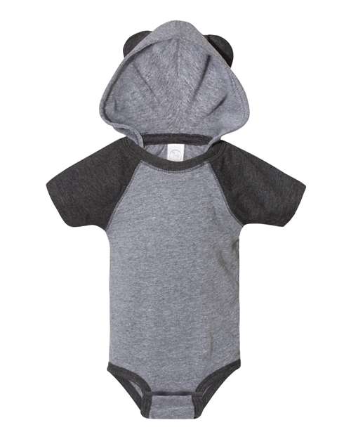 Fine Jersey Infant Short Sleeve Raglan Bodysuit with Hood & Ears | USA Decoration