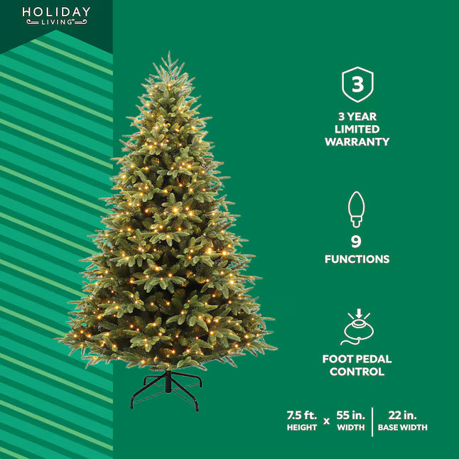 Holiday Living 7.5-ft Parque Pre-lit Artificial Christmas Tree with Color Changing LED Lights