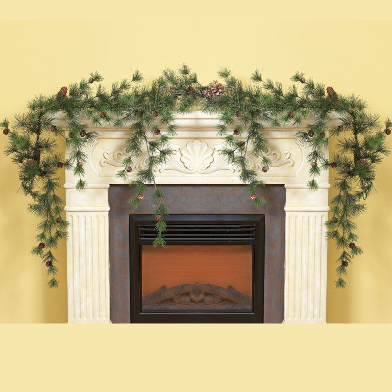 4 ft Glittered Magnolia Christmas Garland wrapped around a staircase banister
