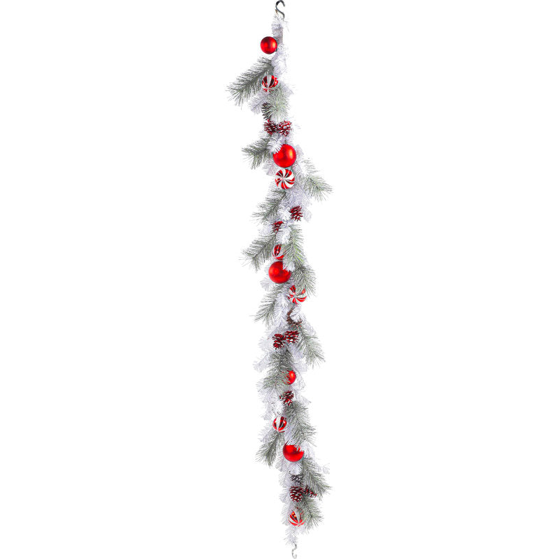 4 ft Christmas Garland wrapped around a staircase banister