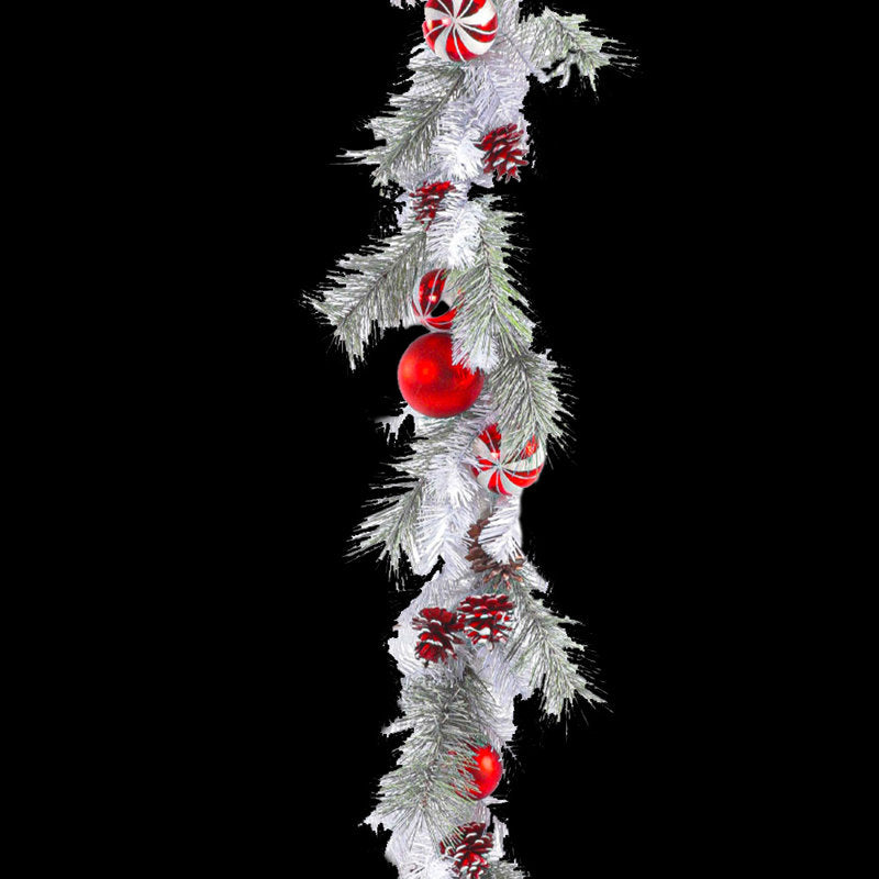 4 ft Christmas Garland wrapped around a staircase banister