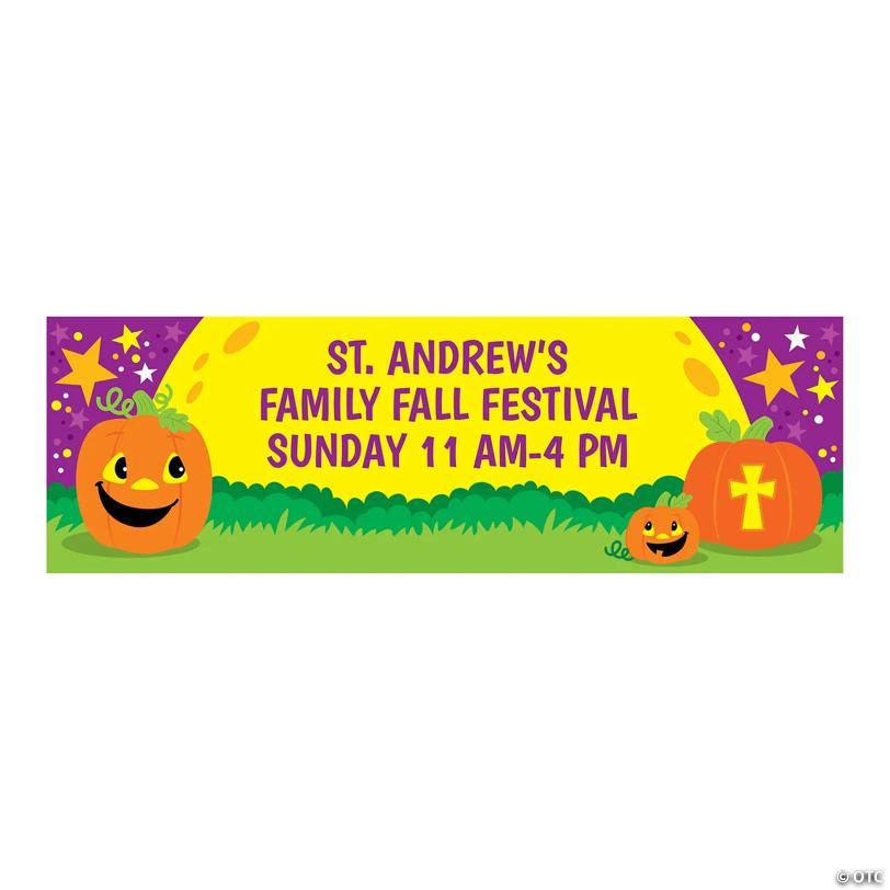 72" x 23" Personalized Christian Pumpkin Vinyl Banner – Medium