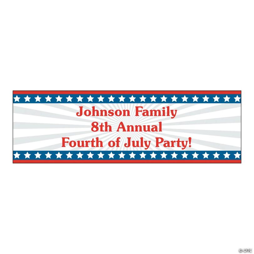 72" x 23" Personalized Stars & Stripes Patriotic Custom Banner - Medium