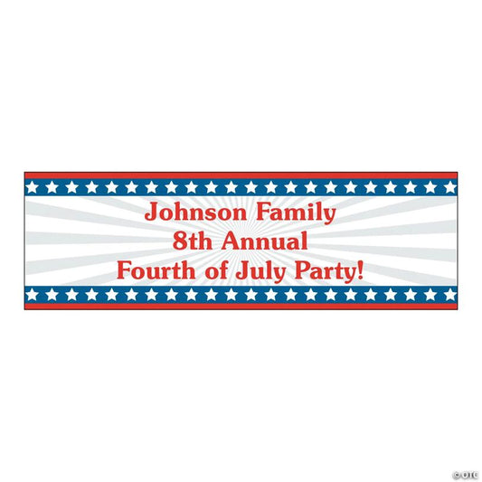 72" x 23" Personalized Stars & Stripes Patriotic Custom Banner - Medium