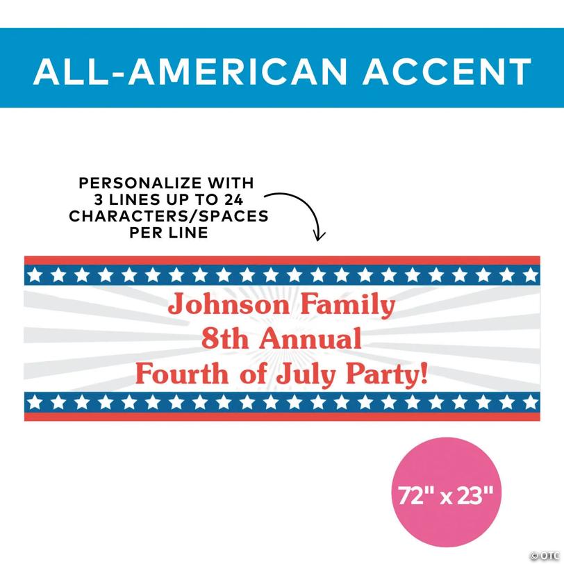 72" x 23" Personalized Stars & Stripes Patriotic Custom Banner - Medium