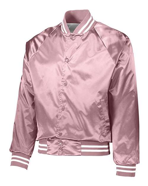 Satin Baseball Jacket Striped Trim | USA Decoration